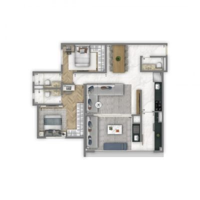 Living Hectare Anália Franco - Planta 100m² - Opção 2 suítes Living Hectare Anália Franco - Planta 100m² - Opção 2 suítes