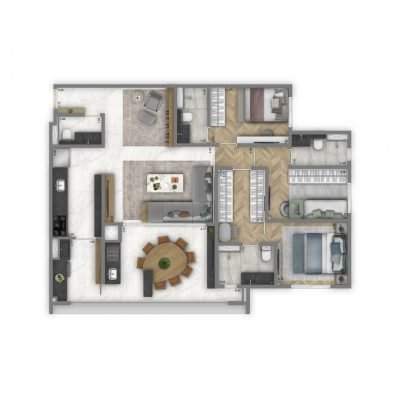 Living Hectare Anália Franco - Planta 122m² - 3 suítes Living Hectare Anália Franco - Planta 122m² - 3 suítes