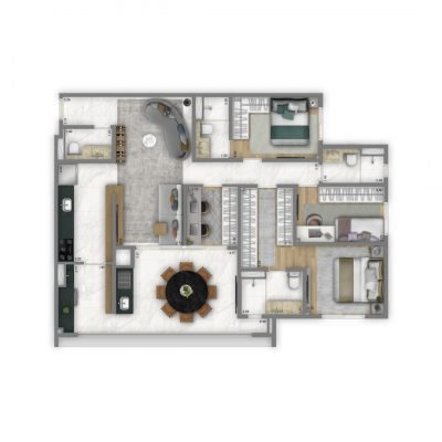 Living Hectare Anália Franco - Planta 122m² - Opção 4 dorms Living Hectare Anália Franco - Planta 122m² - Opção 4 dorms