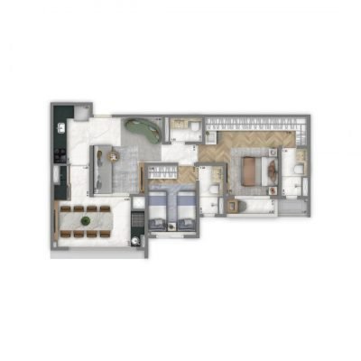 Living Hectare Anália Franco - Planta 76m² - 2 suítes Living Hectare Anália Franco - Planta 76m² - 2 suítes