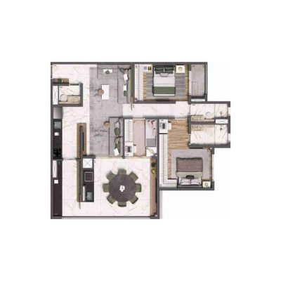 Living United Ipiranga - Planta 100m² - 3 dorms Living United Ipiranga - Planta 100m² - 3 dorms