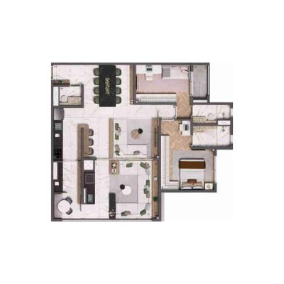 Living United Ipiranga - Planta 100m² - Opção 2 suítes Living United Ipiranga - Planta 100m² - Opção 2 suítes