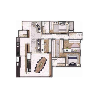 Living United Ipiranga - Planta 123m² - 3 dorms home office Living United Ipiranga - Planta 123m² - 3 dorms home office