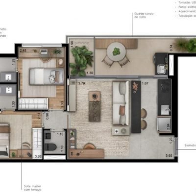 Metropolitan Vila Nova by Helbor - Planta 81m² - 2 suítes Metropolitan Vila Nova by Helbor - Planta 81m² - 2 suítes