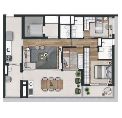 Mirant Ibirapuera - Planta 110m² - 2 suítes e home office Mirant Ibirapuera - Planta 110m² - 2 suítes e home office