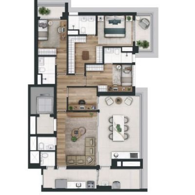 Mirant Ibirapuera - Planta 142m² - 3 suítes e home office Mirant Ibirapuera - Planta 142m² - 3 suítes e home office
