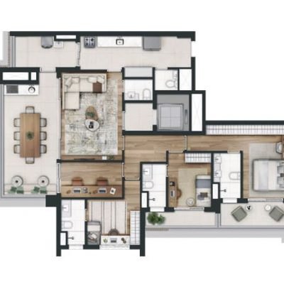 Mirant Ibirapuera - Planta 149m² - 3 suítes e home office Mirant Ibirapuera - Planta 149m² - 3 suítes e home office