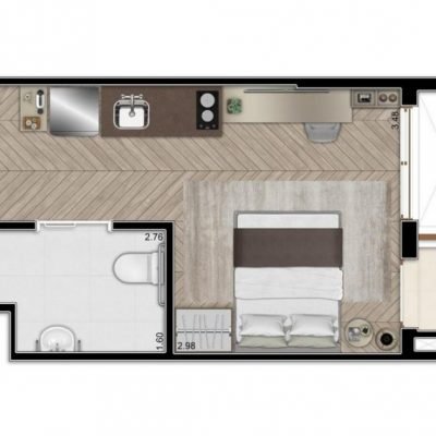 Mirant Vila Madalena Studios NR - Planta 24m² Mirant Vila Madalena Studios NR - Planta 24m²