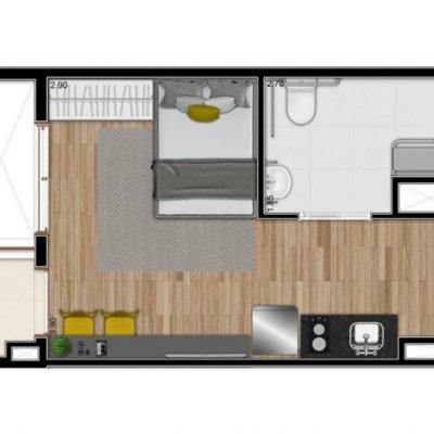 Mirant Vila Madalena Studios NR - Planta 27m² Mirant Vila Madalena Studios NR - Planta 27m²