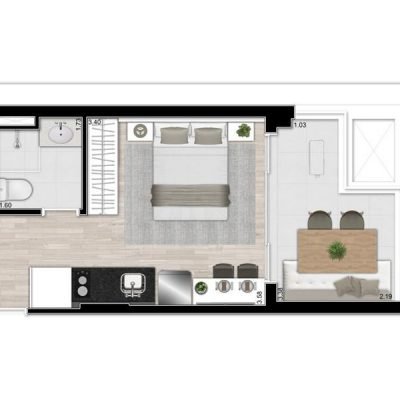 Mirant Vila Madalena Studios Residenciais - Planta 29m² Mirant Vila Madalena Studios Residenciais - Planta 29m²