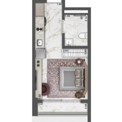 Studios Saffire by Elie Saab - Planta 29m² Studios Saffire by Elie Saab - Planta 29m²