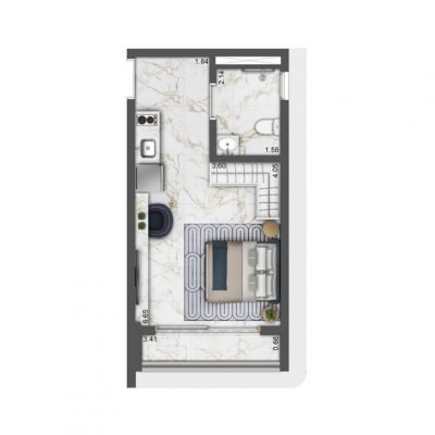 Studios Saffire by Elie Saab - Planta 31m² Studios Saffire by Elie Saab - Planta 31m²