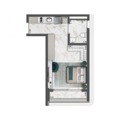 Studios Saffire by Elie Saab - Planta 34m² Studios Saffire by Elie Saab - Planta 34m²