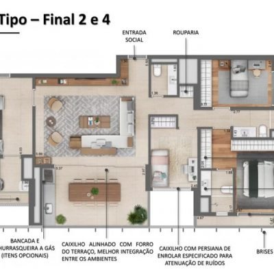Ventura Pinheiros - Planta 124m² - Tipo 3 dorms Ventura Pinheiros - Planta 124m² - Tipo 3 dorms