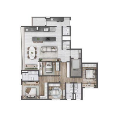 Atmos Moema - Planta 160m² - Opção living ampliado Atmos Moema - Planta 160m² - Opção living ampliado
