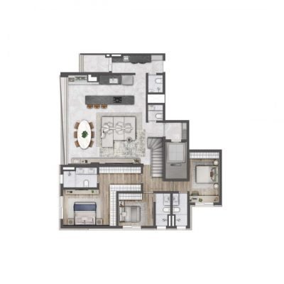 Atmos Moema - Planta 305m² - Duplex inferior living ampliado Atmos Moema - Planta 305m² - Duplex inferior living ampliado