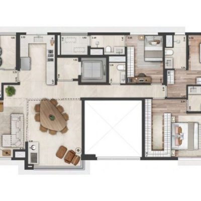 Altier Moema - Planta 157m² - Pavimento ímpar tipo C Altier Moema - Planta 157m² - Pavimento ímpar tipo C