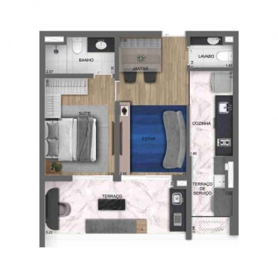 Chanés Street - Planta 55m² - 1 suite Chanés Street - Planta 55m² - 1 suite