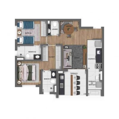 Chanés Street - Planta 75m² - 2 suites Chanés Street - Planta 75m² - 2 suites