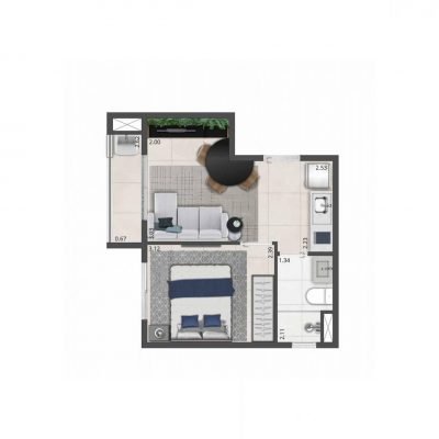 Composite Moema - Planta 27m² - 1 dorm Composite Moema - Planta 27m² - 1 dorm