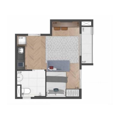 Composite Moema - Planta 27m² - Studio NR Composite Moema - Planta 27m² - Studio NR