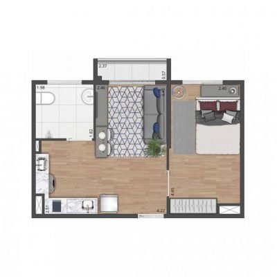 Composite Moema - Planta 36m² - 1 dorm NR Composite Moema - Planta 36m² - 1 dorm NR