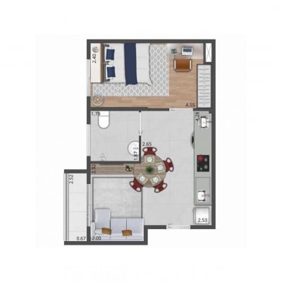 Composite Moema - Planta 37m² - 1 dorm NR Composite Moema - Planta 37m² - 1 dorm NR