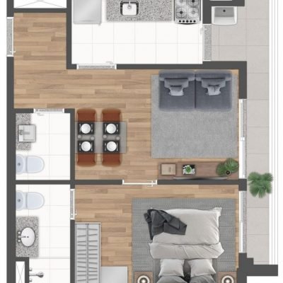 Kronos Moema - Planta 40m² - 1 suíte Kronos Moema - Planta 40m² - 1 suíte