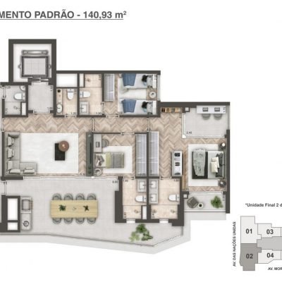 Mandarim The Legend - Planta 140m² - Padrão 3 suítes Mandarim The Legend - Planta 140m² - Padrão 3 suítes