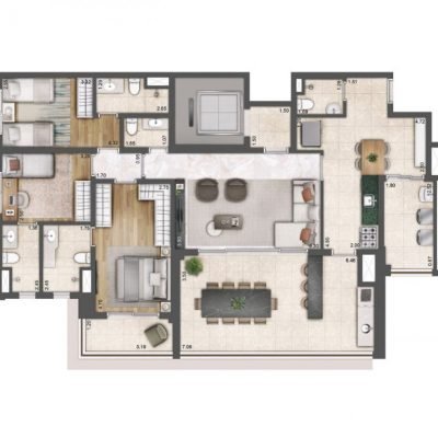Palace by Praças da Cidade - Planta 142m² - Tipo 3 suítes Palace by Praças da Cidade - Planta 142m² - Tipo 3 suítes