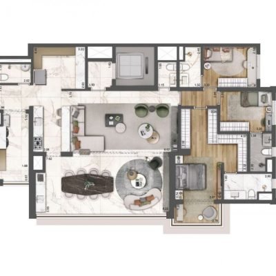 Palace by Praças da Cidade - Planta 164m² - Opção 3 suítes Palace by Praças da Cidade - Planta 164m² - Opção 3 suítes