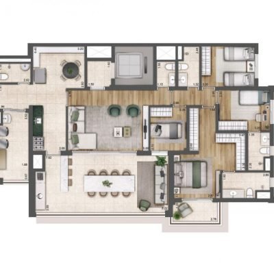 Palace by Praças da Cidade - Planta 164m² - Tipo 4 dorms Palace by Praças da Cidade - Planta 164m² - Tipo 4 dorms