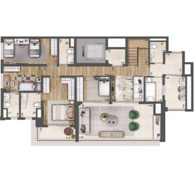 Palace by Praças da Cidade - Planta 304m² - Duplex inferior Palace by Praças da Cidade - Planta 304m² - Duplex inferior