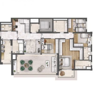 Palace by Praças da Cidade - Planta 370m² - Duplex inferior Palace by Praças da Cidade - Planta 370m² - Duplex inferior