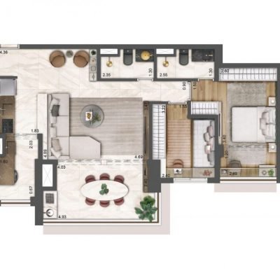 Palace by Praças da Cidade - Planta 86m² - Opção 2 dorms Palace by Praças da Cidade - Planta 86m² - Opção 2 dorms