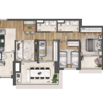 Palace by Praças da Cidade - Planta 86m² - Tipo 3 dorms Palace by Praças da Cidade - Planta 86m² - Tipo 3 dorms