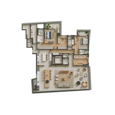 Isa Brooklin - Planta 265m² - Opção 2 suítes Isa Brooklin - Planta 265m² - Opção 2 suítes