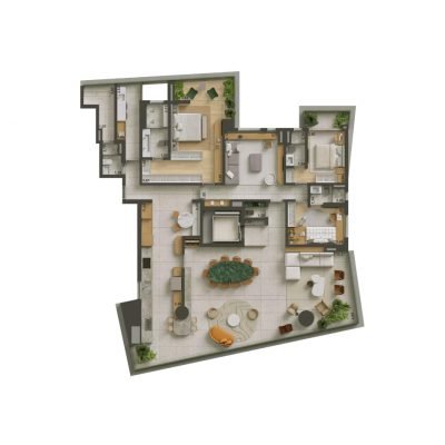 Isa Brooklin - Planta 265m² - Padrão 3 suítes Isa Brooklin - Planta 265m² - Padrão 3 suítes