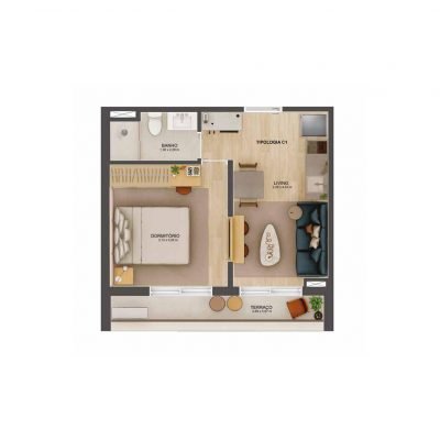 Walk Ibirapuera - Planta 35m² - 1 dorm Walk Ibirapuera - Planta 35m² - 1 dorm