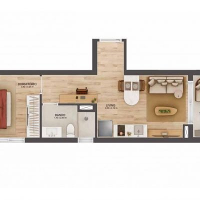 Walk Ibirapuera - Planta 41m² - 1 dorm Walk Ibirapuera - Planta 41m² - 1 dorm