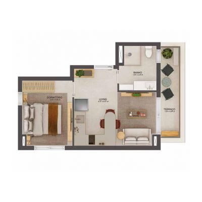 Walk Ibirapuera - Planta 42m² - 1 dorm Walk Ibirapuera - Planta 42m² - 1 dorm