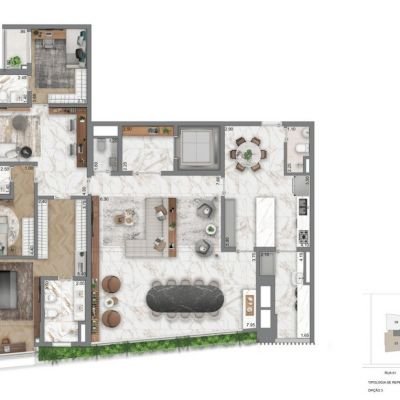 Casa Eden East by Yoo - Planta 208m² - 3 suítes | Opção 3 Casa Eden East by Yoo - Planta 208m² - 3 suítes | Opção 3
