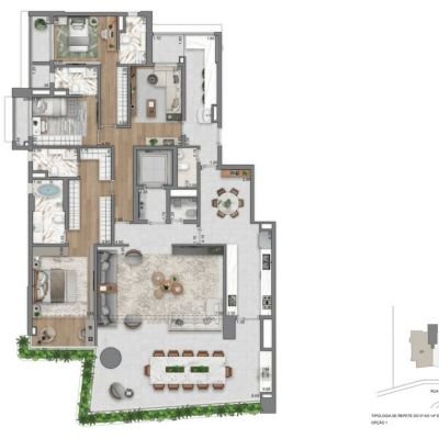 Casa Eden West by Yoo - Planta 260m² - 3 suítes | Opção 1 Casa Eden West by Yoo - Planta 260m² - 3 suítes | Opção 1