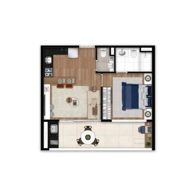 DF345 Vila Clementino - Planta 48m² - 1 suíte DF345 Vila Clementino - Planta 48m² - 1 suíte