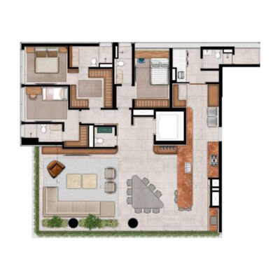 Moma Moema Studios - Planta 194m² - 3 suítes living ampliado Moma Moema Studios - Planta 194m² - 3 suítes living ampliado