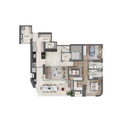 EZ Parque da Cidade - Planta 134m² - Tipo 3 dorms EZ Parque da Cidade - Planta 134m² - Tipo 3 dorms