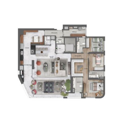 EZ Parque da Cidade - Planta 196m² - Opção 3 suítes EZ Parque da Cidade - Planta 196m² - Opção 3 suítes