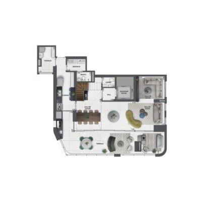 EZ Parque da Cidade - Planta 213m² - Duplex inferior EZ Parque da Cidade - Planta 213m² - Duplex inferior