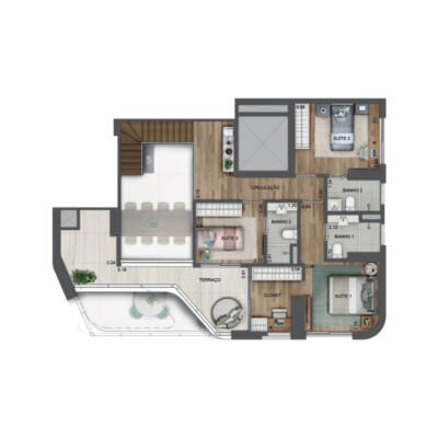 EZ Parque da Cidade - Planta 213m² - Duplex superior EZ Parque da Cidade - Planta 213m² - Duplex superior