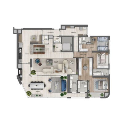 EZ Parque da Cidade - Planta 227m² - Opção 3 suítes EZ Parque da Cidade - Planta 227m² - Opção 3 suítes